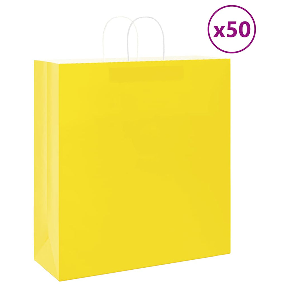 Gelbe Papiertragetaschen mit Henkeln, 50 Stk.