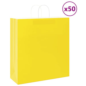 Gelbe Papiertragetaschen mit Henkeln, 50 Stk.