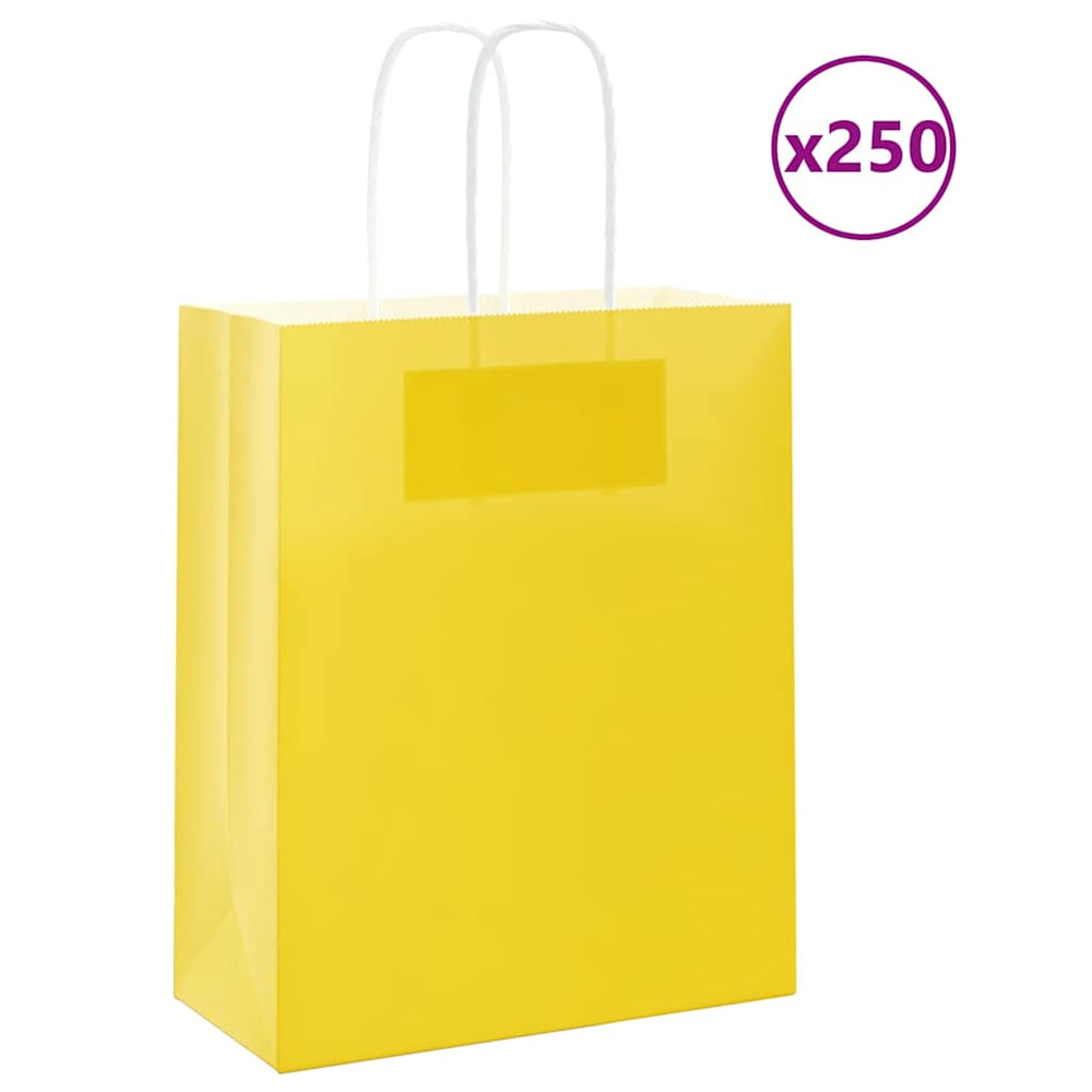 Gelbe Papiertragetaschen mit Henkel, 250 Stk.
