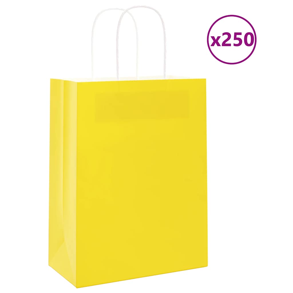 Gelbe Papiertragetaschen mit Henkeln, 250 Stk.