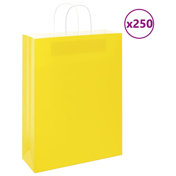 Gelbe Papiertragetaschen mit Henkel, 250 Stk. 32x12x42 cm