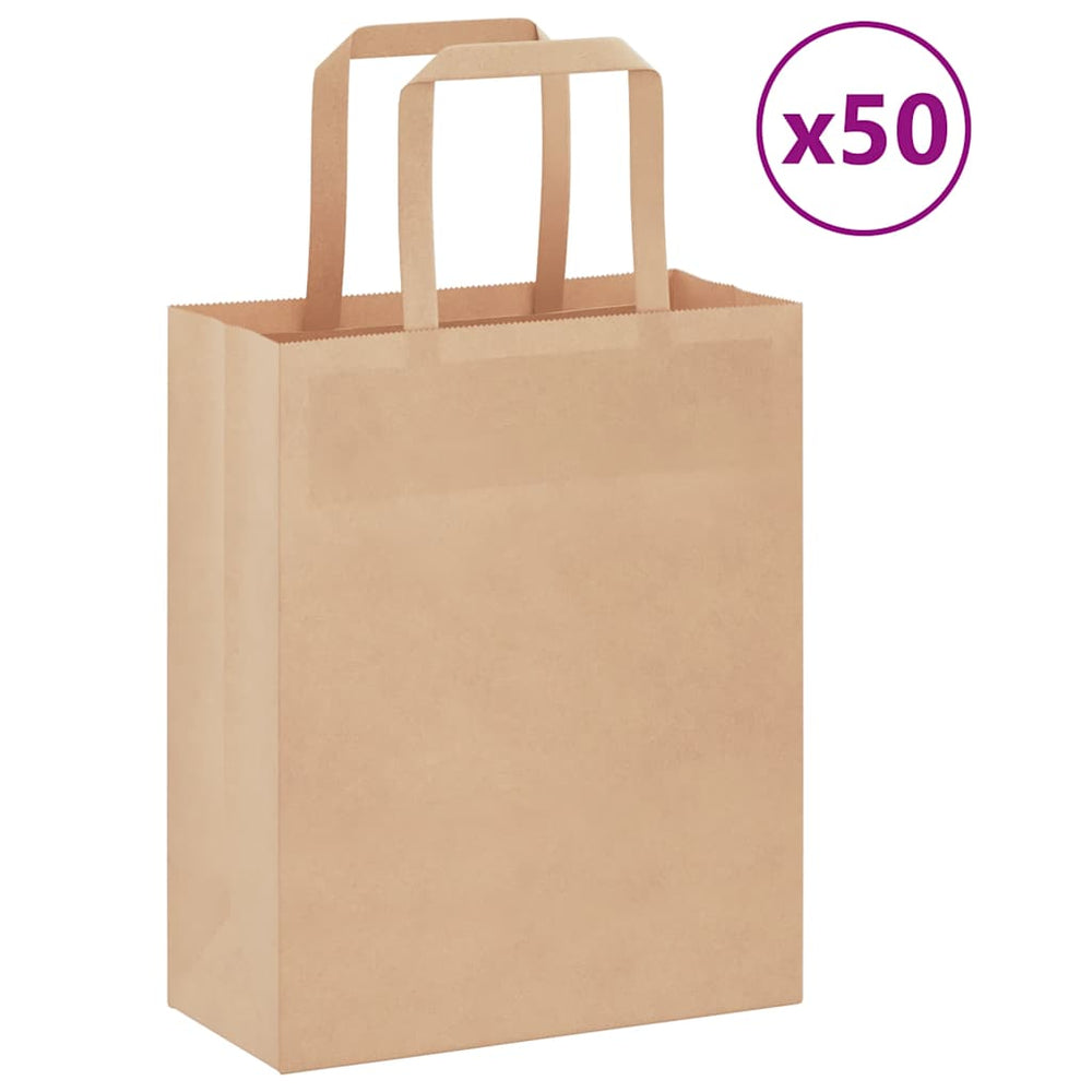 Braune Papiertragetaschen mit Henkel, 50 Stk.