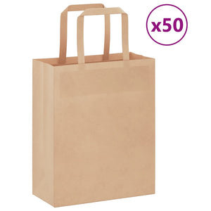 Braune Papiertragetaschen mit Henkel, 50 Stk.