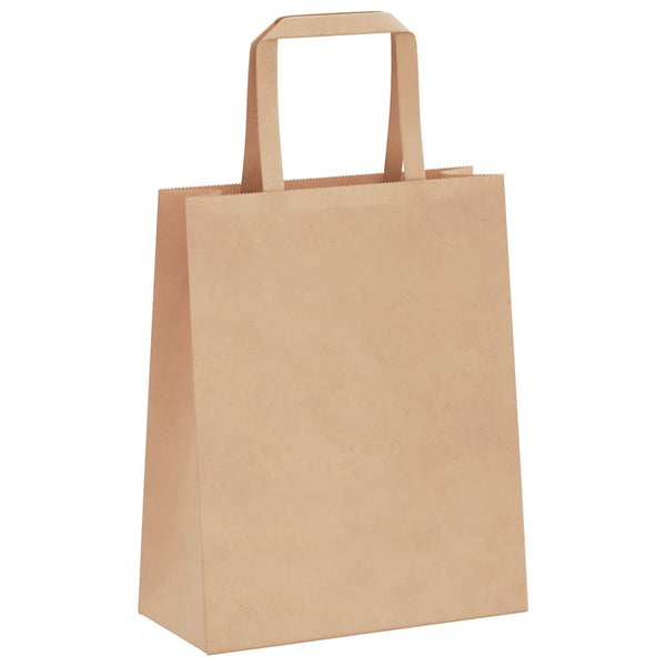 Braune Papiertragetaschen mit Henkel, 50 Stk.