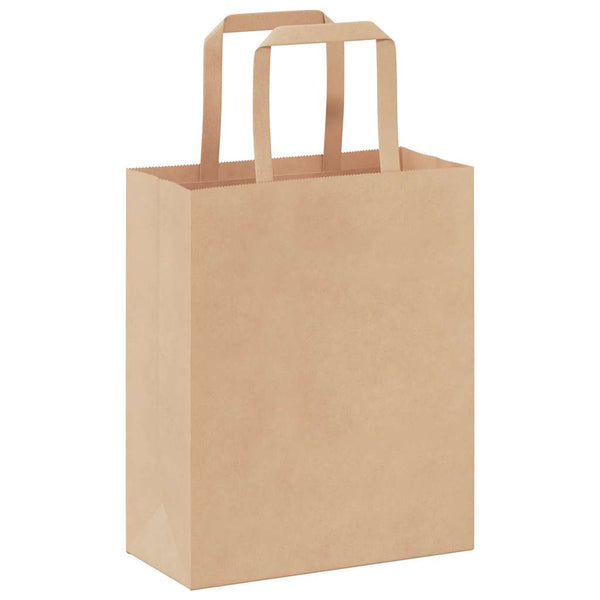 Braune Papiertragetaschen mit Henkel, 50 Stk.