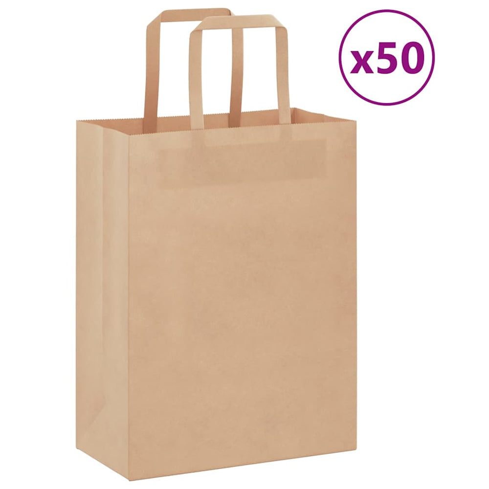 Braune Papiertragetaschen mit Henkel, 50 Stk.