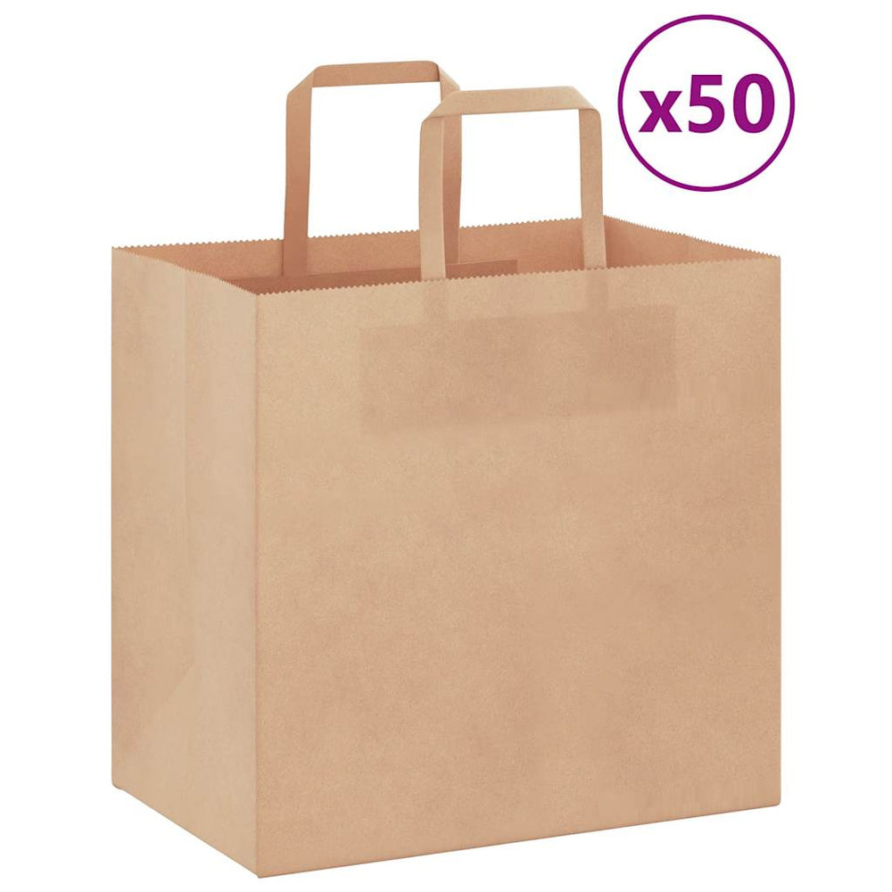 Braune Papiertragetaschen mit Henkel, 50 Stk.