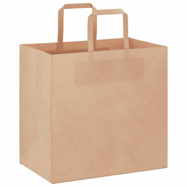 Braune Papiertragetaschen mit Henkel, 50 Stk.