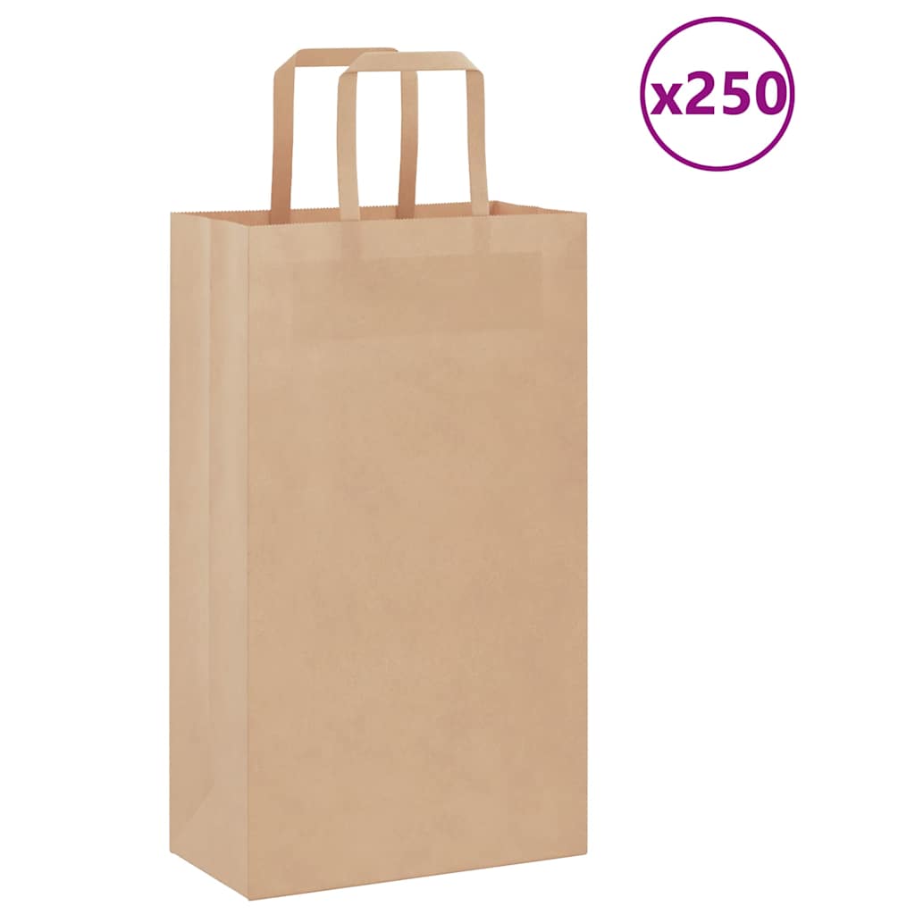 Braune Papiertragetaschen mit Henkel, 21x11x36 cm, 250 Stk.