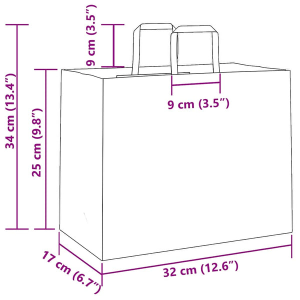 Papiertragetaschen Braun mit Henkel 32x17x25cm, 250 Stk