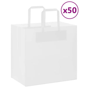 Weiße Papiertragetaschen mit Henkel, 50 Stk. 26x17x25 cm