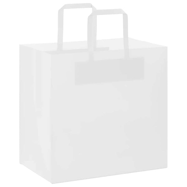 Weiße Papiertragetaschen mit Henkel, 50 Stk. 26x17x25 cm