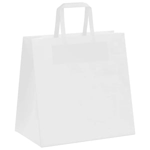 Weiße Papiertragetaschen mit Henkel, 50 Stk. 26x17x25 cm