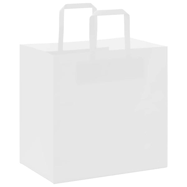 Weiße Papiertragetaschen mit Henkel, 50 Stk. 26x17x25 cm