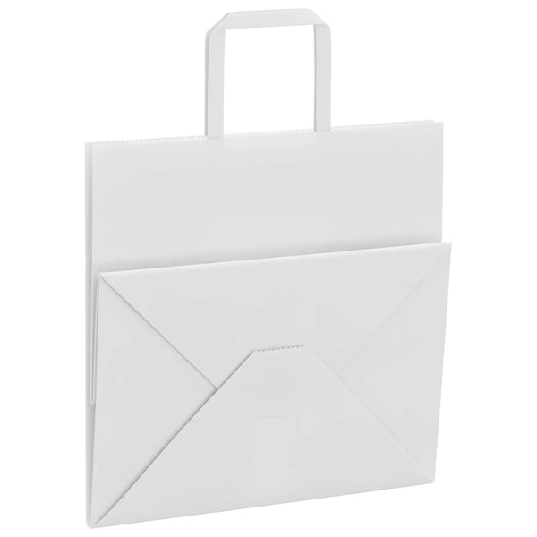 Weiße Papiertragetaschen mit Henkel, 50 Stk. 26x17x25 cm