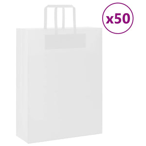Weiße Papiertragetaschen mit Henkeln, 50 Stk. 32x12x42 cm