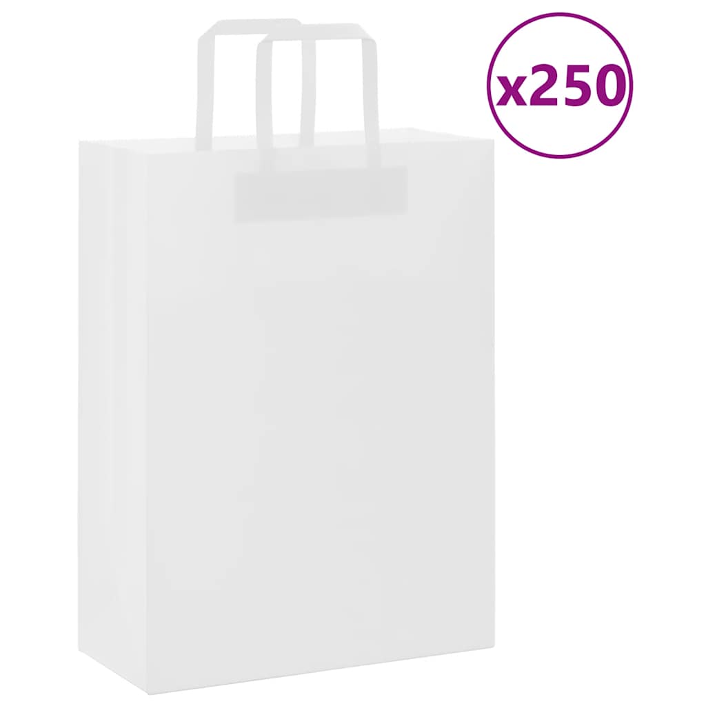 Papiertragetaschen Weiß mit Henkel 26x12x35 cm, 250 Stk.