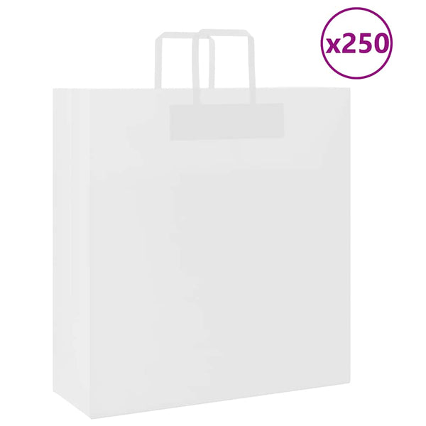 Weiße Papiertragetaschen mit Henkeln, 250 Stk. 45x17x48 cm