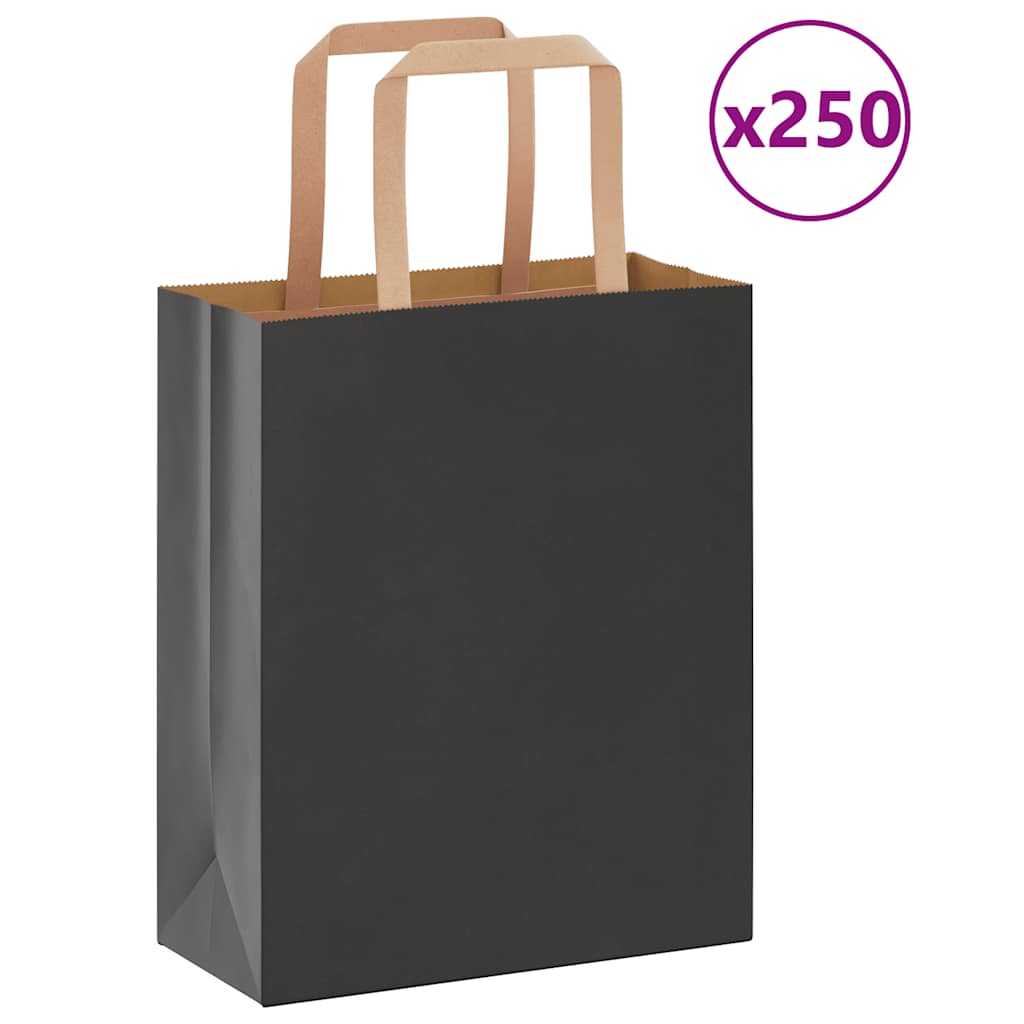 Schwarze Papiertragetaschen mit Henkeln, 250 Stk. - 18x8x22 cm