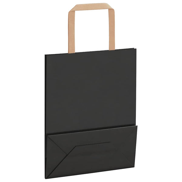 Schwarze Papiertragetaschen mit Henkeln, 250 Stk. - 18x8x22 cm
