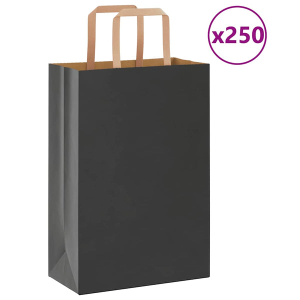 Schwarze Papiertragetaschen mit Henkel, 250 Stk.