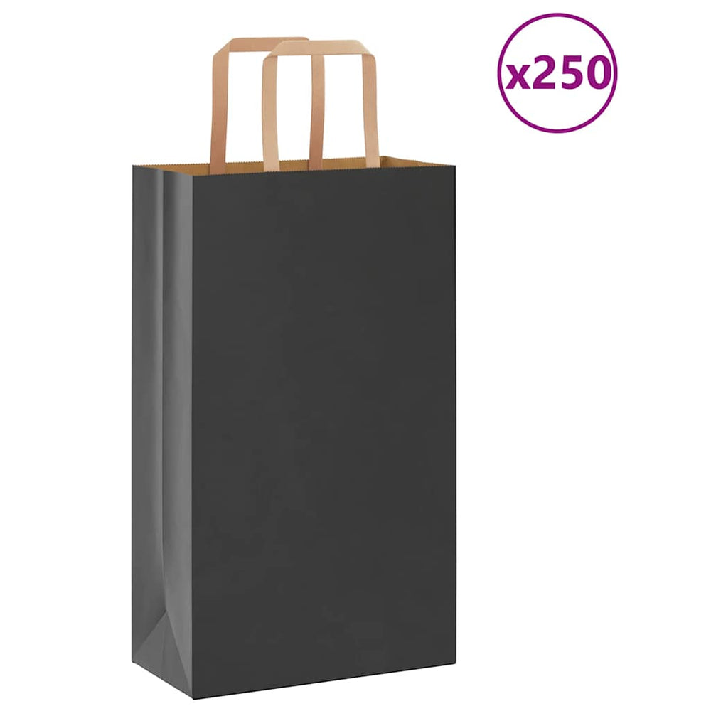 Schwarze Papiertragetaschen mit Henkeln, 250 Stk.
