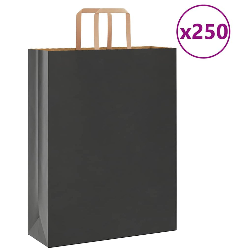 Schwarze Papiertragetaschen mit Henkel, 250 Stk.