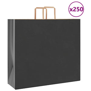 Schwarze Papiertragetaschen mit Henkeln, 250 Stk. 54x15x49 cm