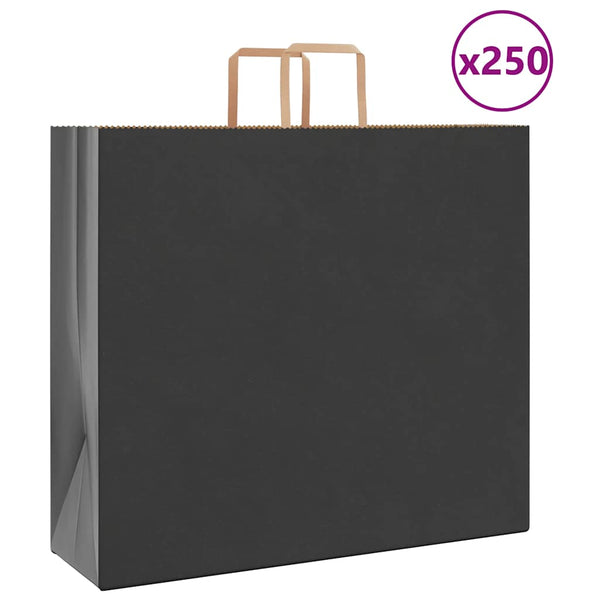 Schwarze Papiertragetaschen mit Henkeln, 250 Stk. 54x15x49 cm