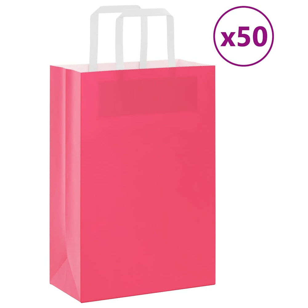 Rosa Papiertragetaschen mit Henkel, 50 Stk.