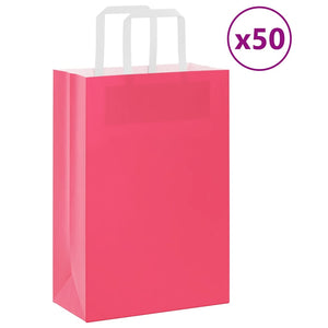 Rosa Papiertragetaschen mit Henkel, 50 Stk.