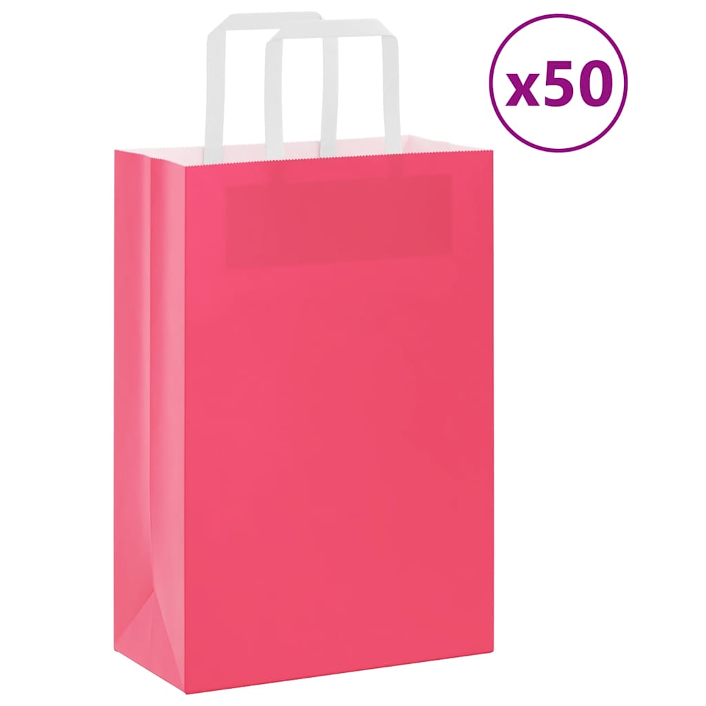 Rosa Papiertragetaschen mit Henkel, 50 Stk.