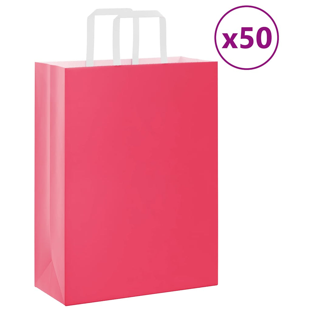Rosa Papiertragetaschen mit Henkel, 50 Stk.
