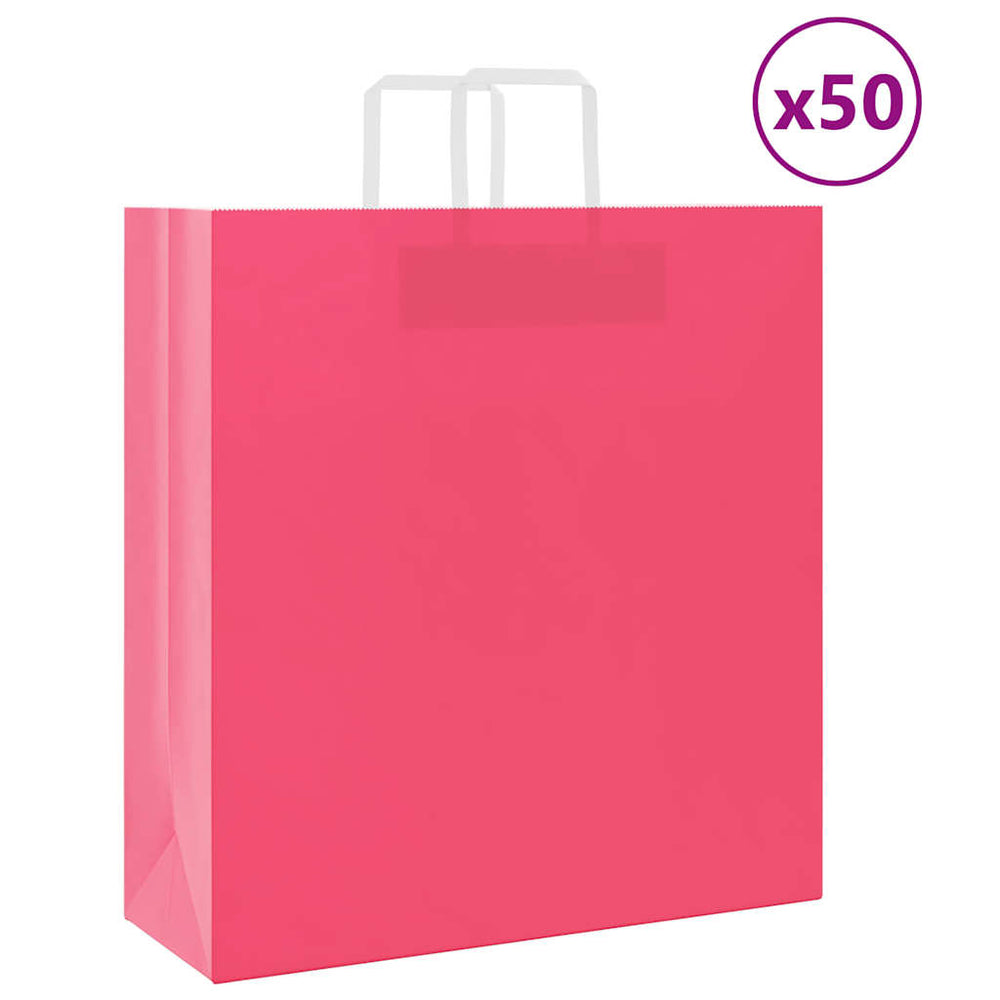Papiertragetaschen Rosa mit Henkeln, 50 Stk.