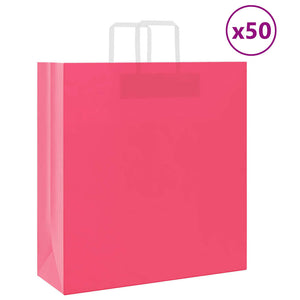 Papiertragetaschen Rosa mit Henkeln, 50 Stk.