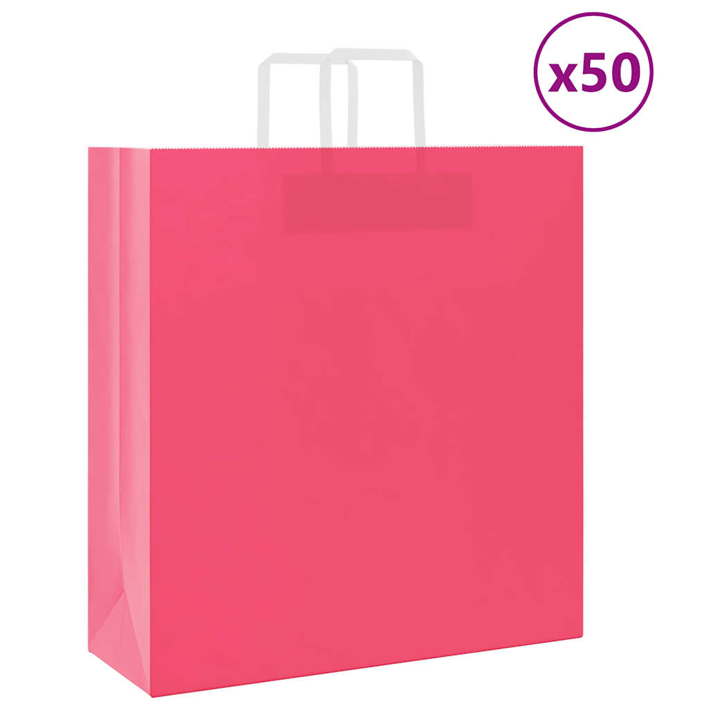 Papiertragetaschen Rosa mit Henkeln, 50 Stk.