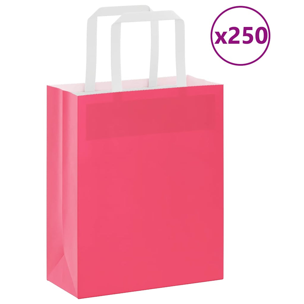 Rosa Papiertragetaschen mit Henkel, 250 Stk.