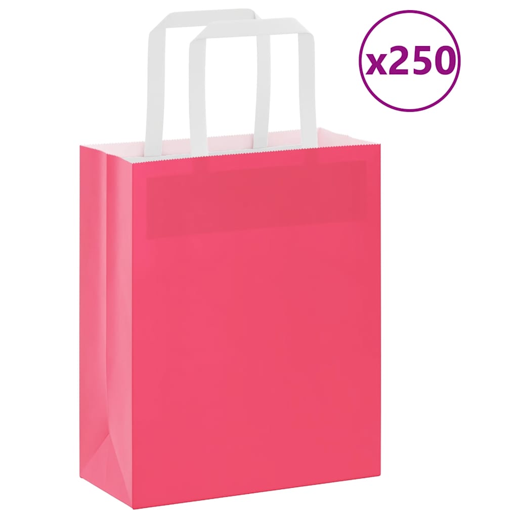 Rosa Papiertragetaschen mit Henkel, 250 Stk.