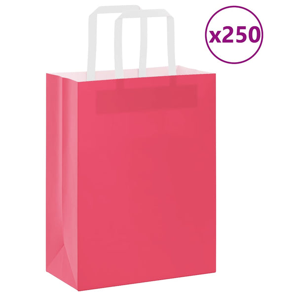 Rosa Papiertragetaschen mit Henkel, 250 Stk.