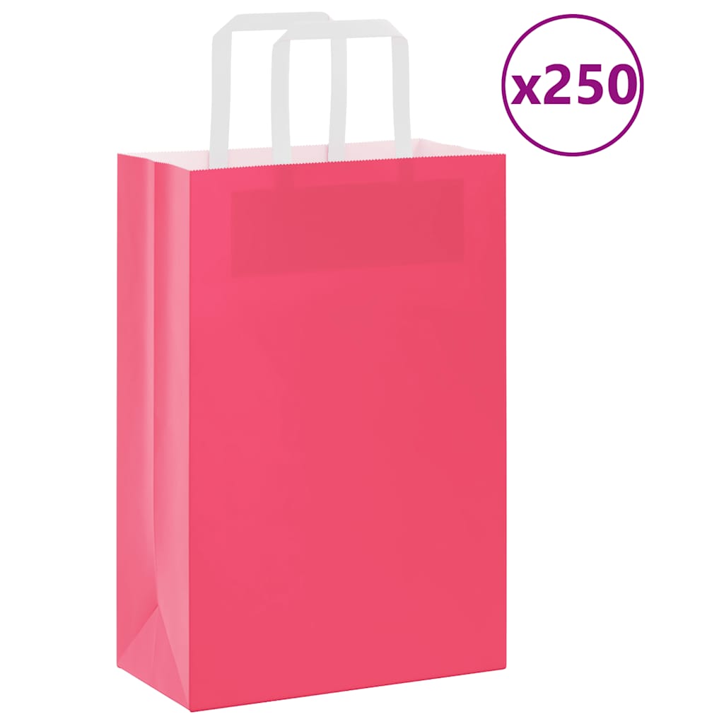 Papiertragetaschen Rosa mit Henkel, 250 Stk.
