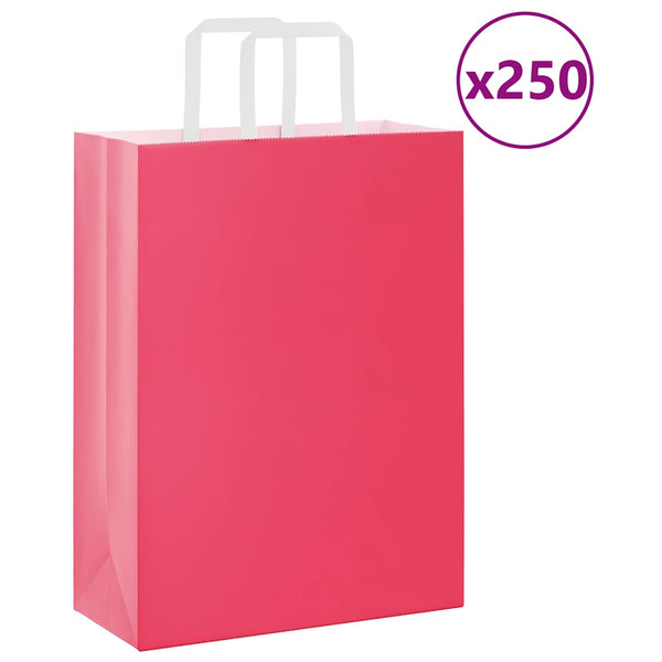 Papiertragetaschen Rosa mit Henkel, 250 Stk.
