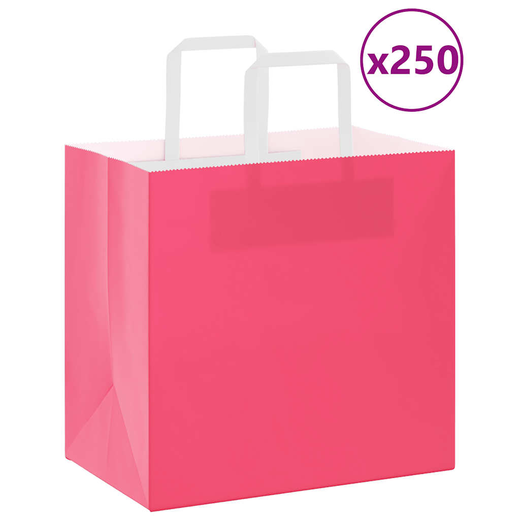 Rosa Papiertragetaschen mit Henkel, 250 Stk.