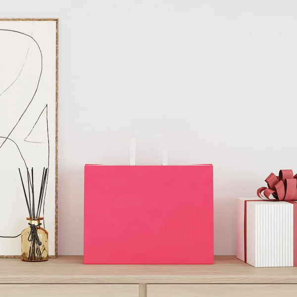 Papiertragetaschen Rosa mit Henkel, 250 Stk.