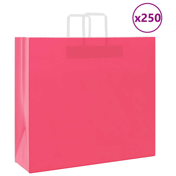 Papiertragetaschen Rosa mit Henkeln, 250 Stk.
