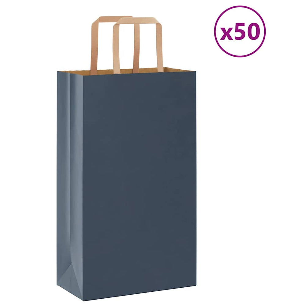 Blaue Papiertragetaschen mit Henkel, 50 Stk.