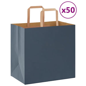 Blaue Papiertragetaschen mit Henkel, 50 Stk. 26x17x25 cm