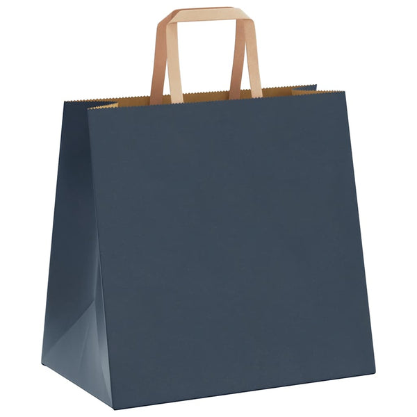 Blaue Papiertragetaschen mit Henkel, 50 Stk. 26x17x25 cm