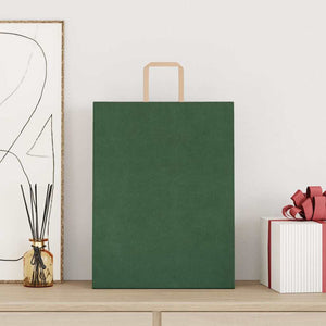 250 Grüne Papiertragetaschen mit Henkeln 32x12x42 cm