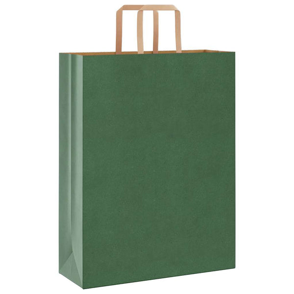 250 Grüne Papiertragetaschen mit Henkeln 32x12x42 cm
