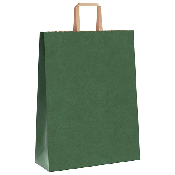 250 Grüne Papiertragetaschen mit Henkeln 32x12x42 cm